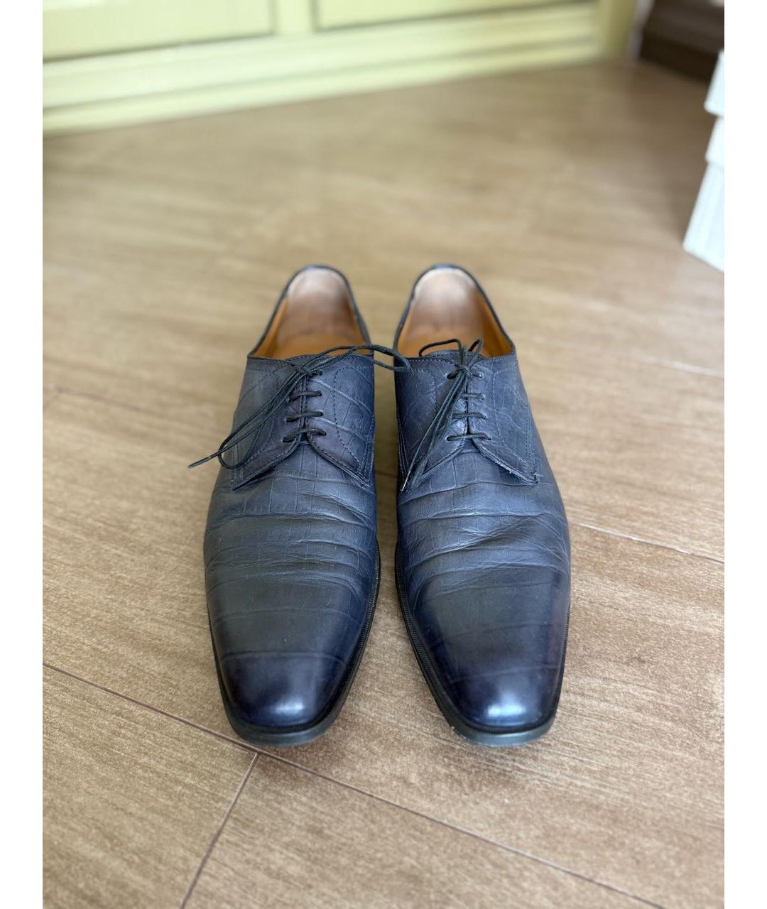 SANTONI Темно-синие кожаные туфли, фото 3