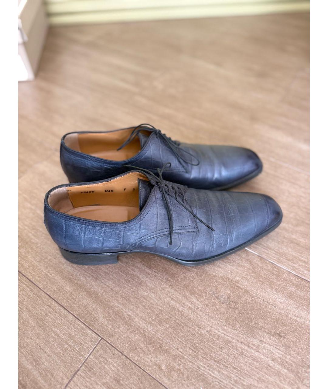 SANTONI Темно-синие кожаные туфли, фото 2