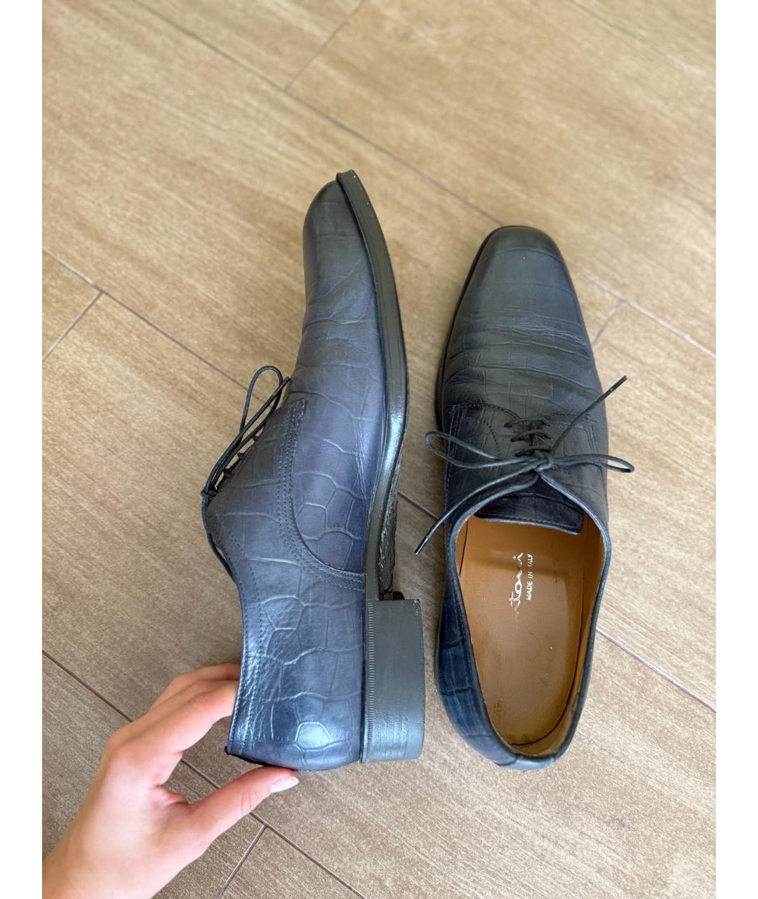 SANTONI Темно-синие кожаные туфли, фото 9