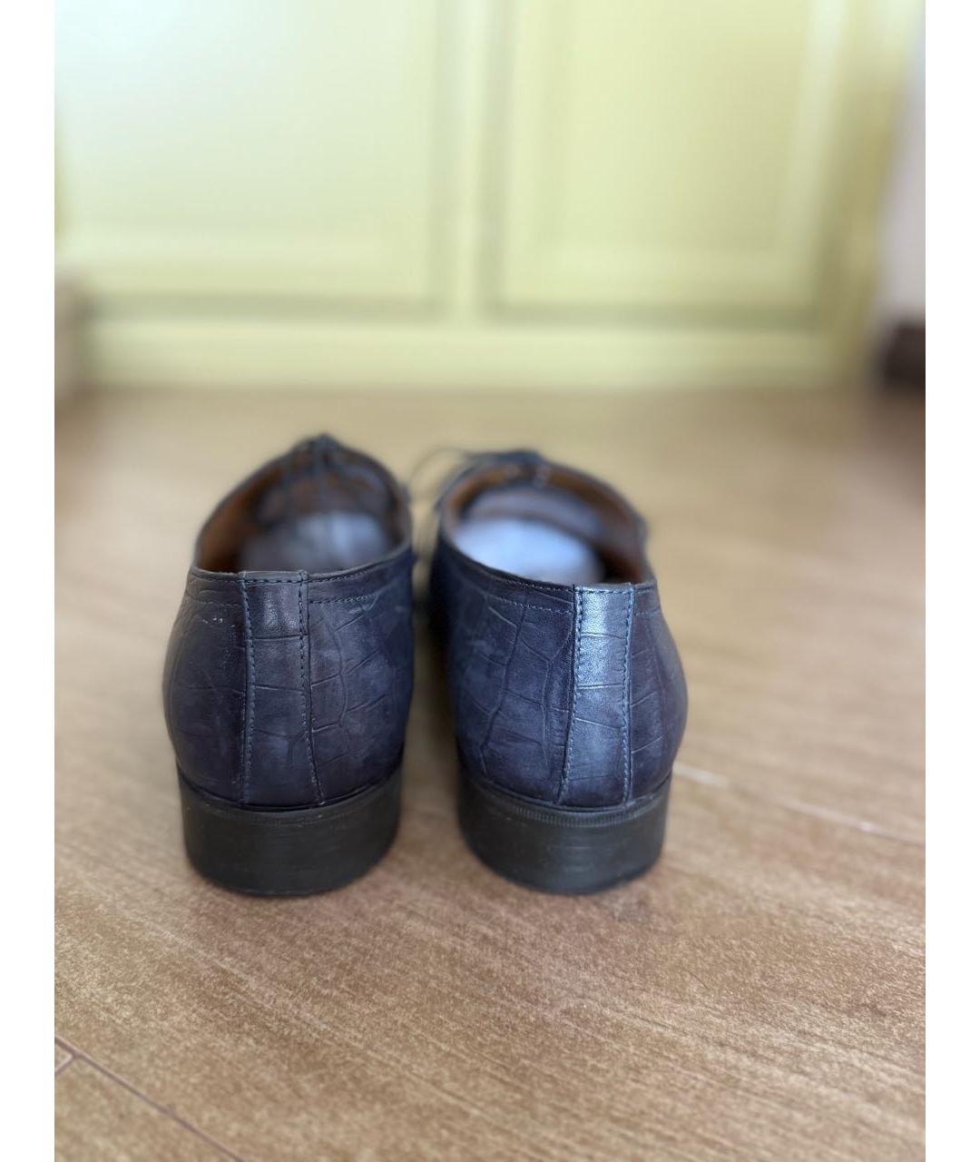 SANTONI Темно-синие кожаные туфли, фото 4