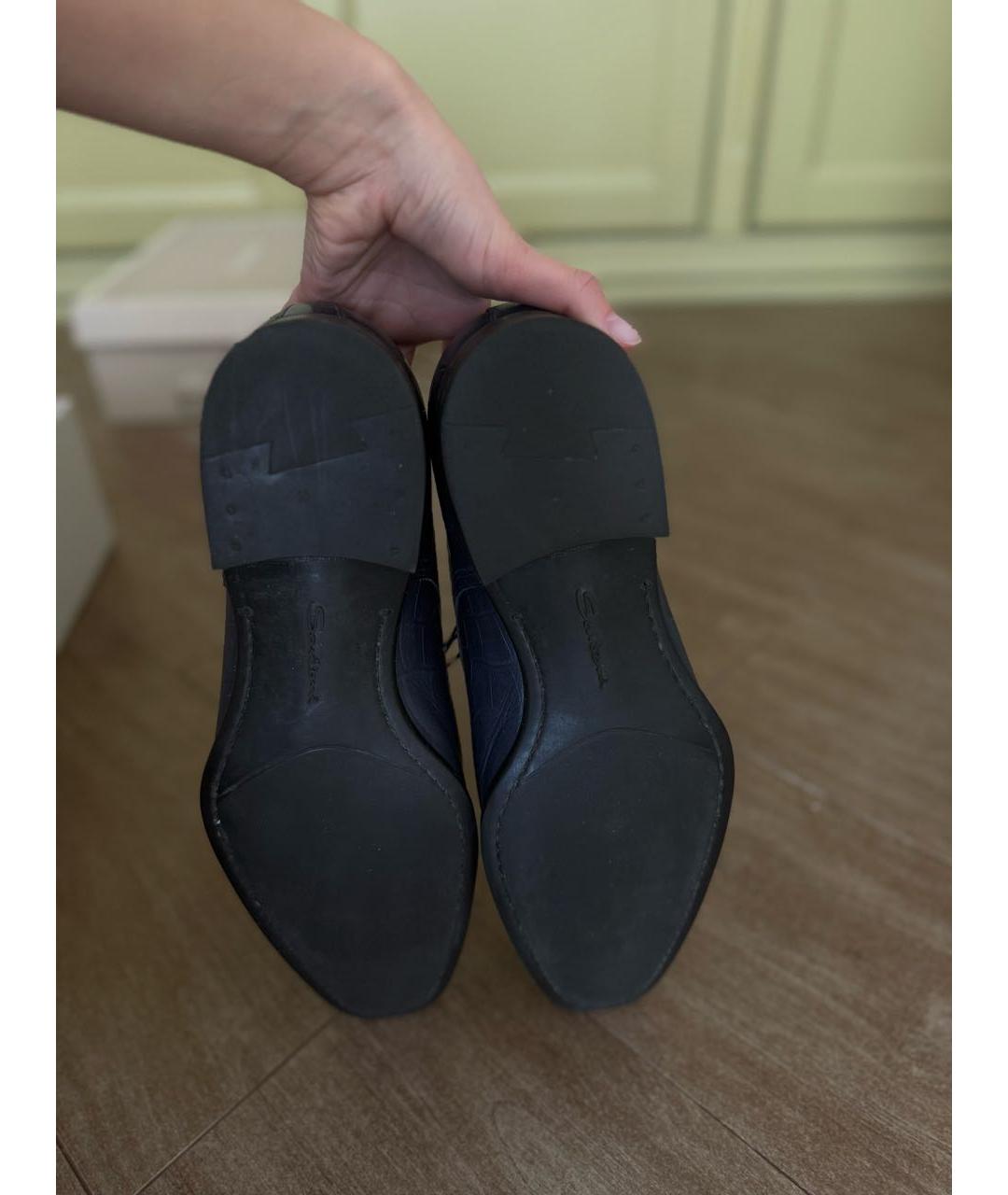 SANTONI Темно-синие кожаные туфли, фото 5