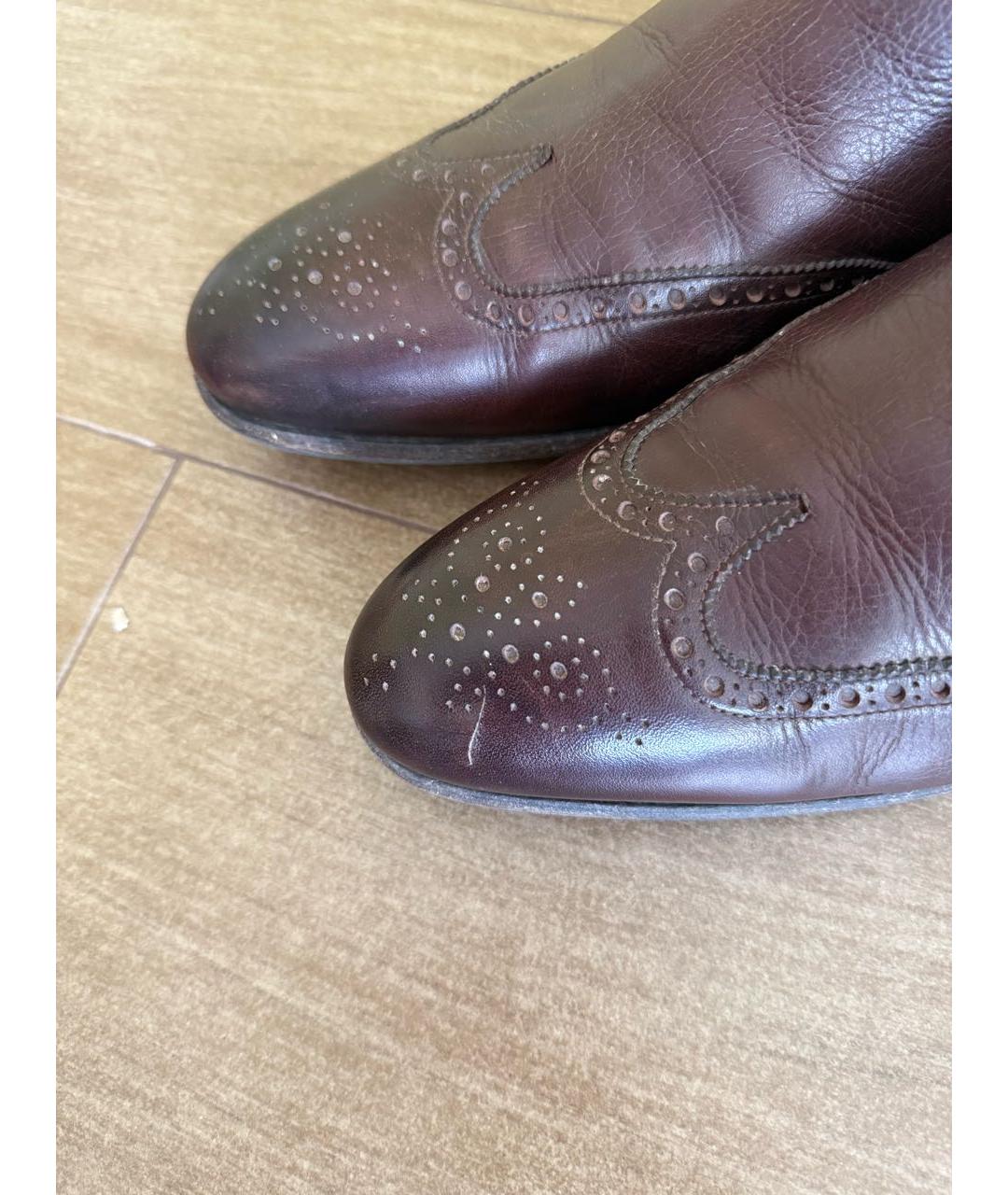 SANTONI Бордовые кожаные высокие ботинки, фото 6