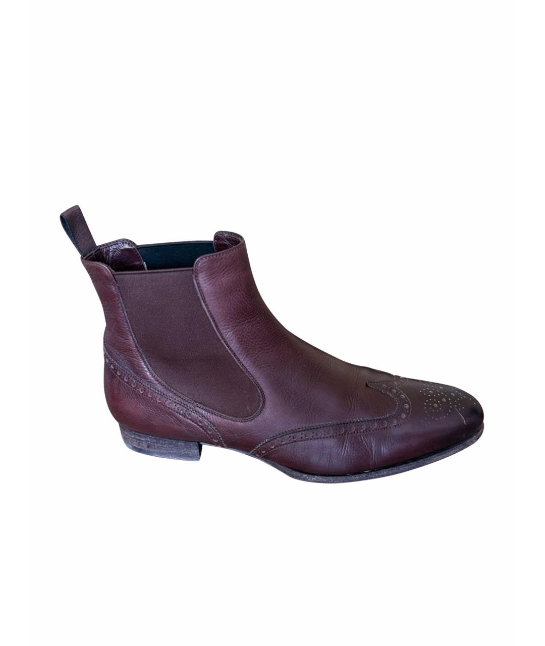 SANTONI Бордовые кожаные высокие ботинки, фото 1