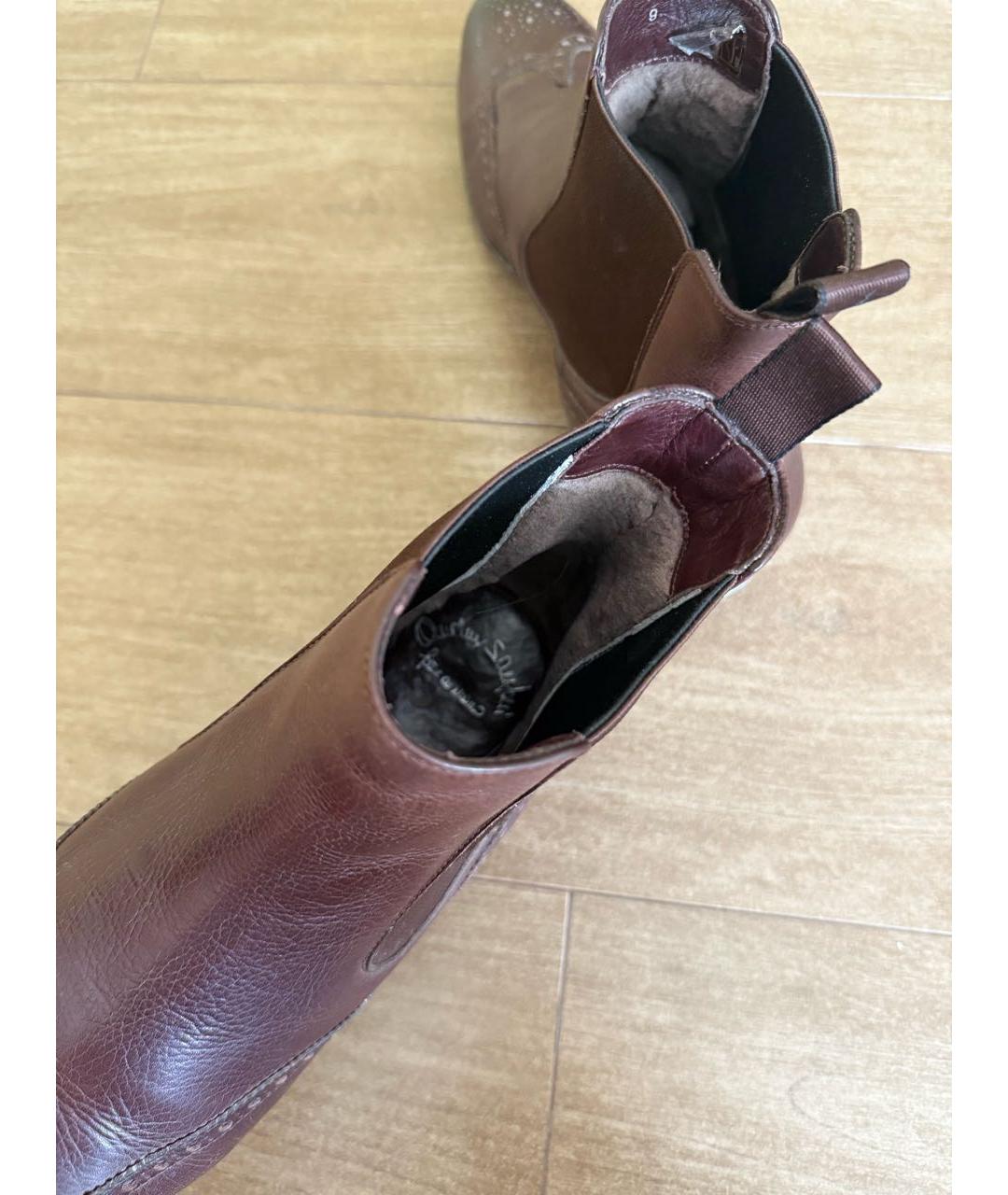 SANTONI Бордовые кожаные высокие ботинки, фото 3