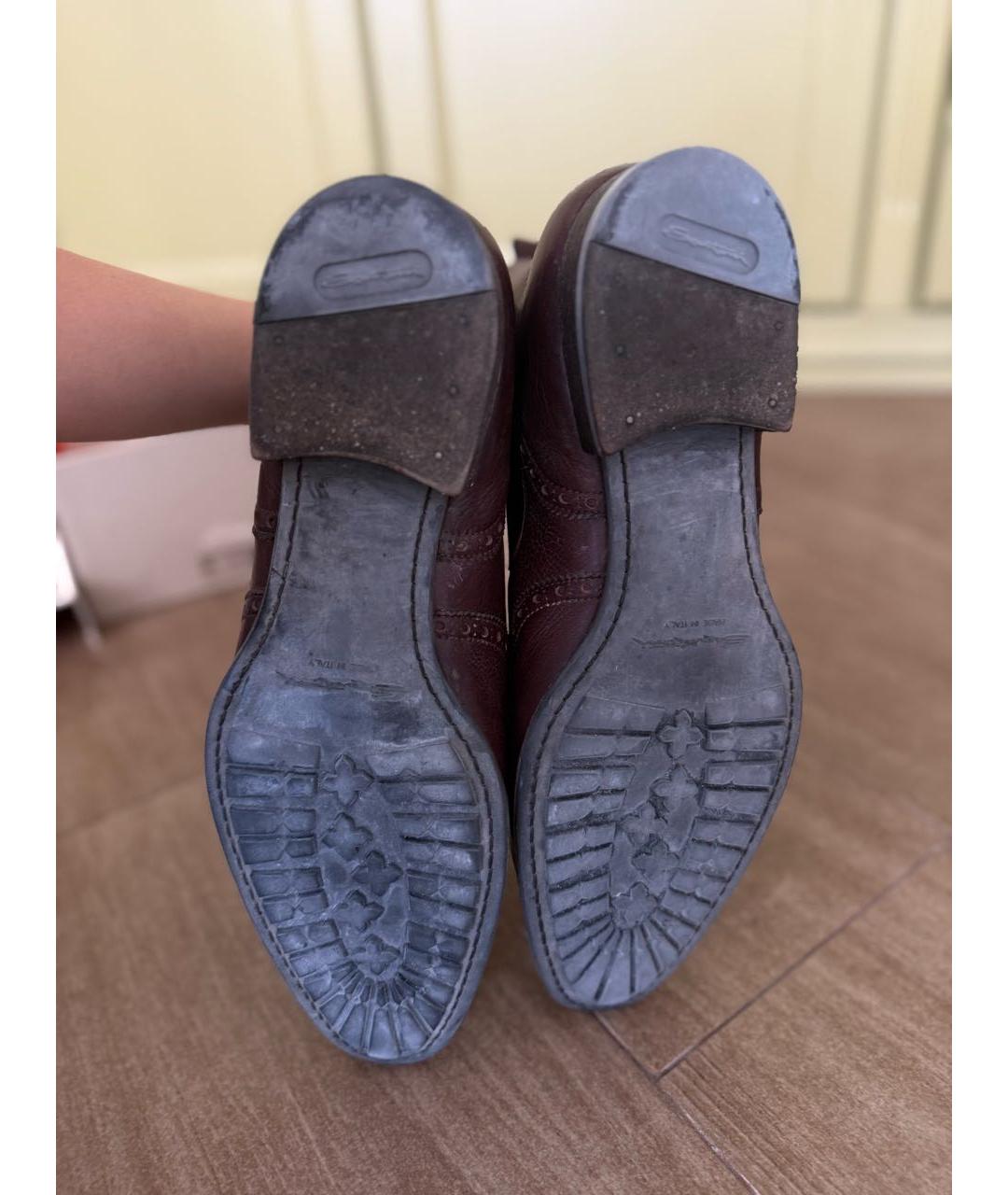 SANTONI Бордовые кожаные высокие ботинки, фото 5