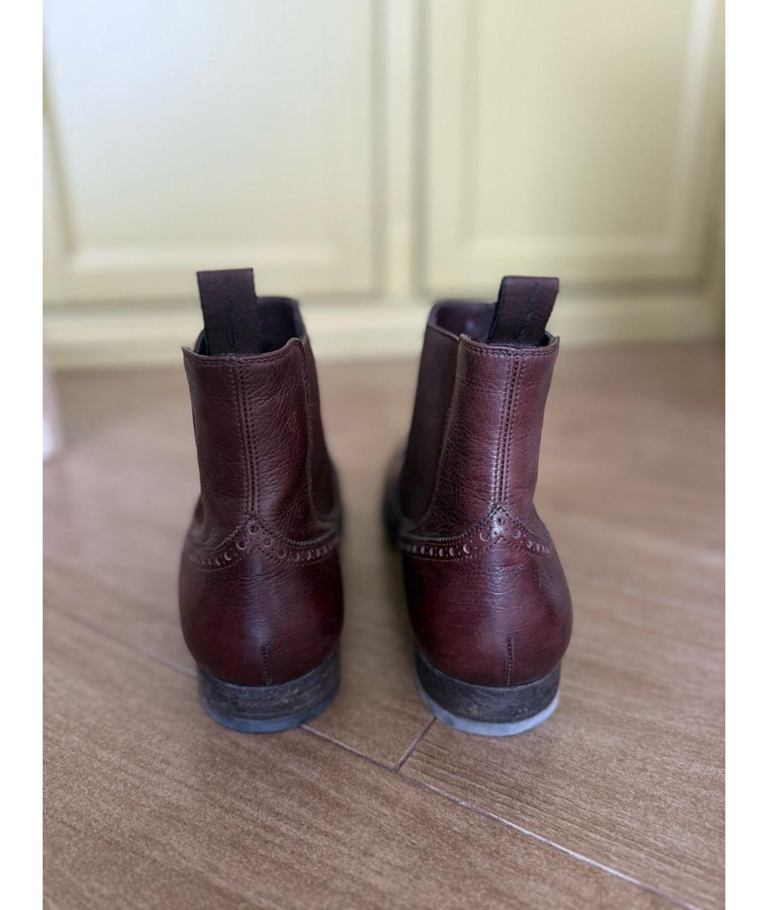 SANTONI Бордовые кожаные высокие ботинки, фото 4