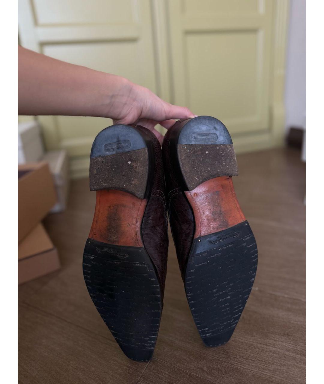 SANTONI Бордовые кожаные туфли, фото 5