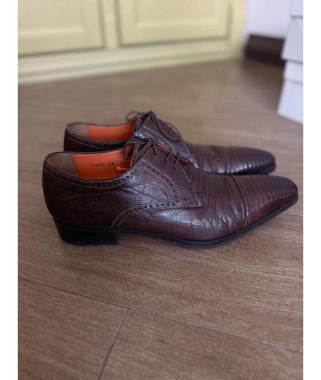 SANTONI Бордовые кожаные туфли, фото 2