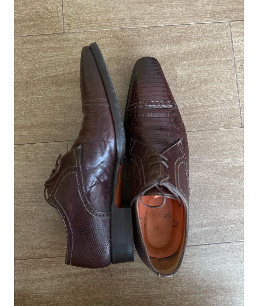 SANTONI Бордовые кожаные туфли, фото 8