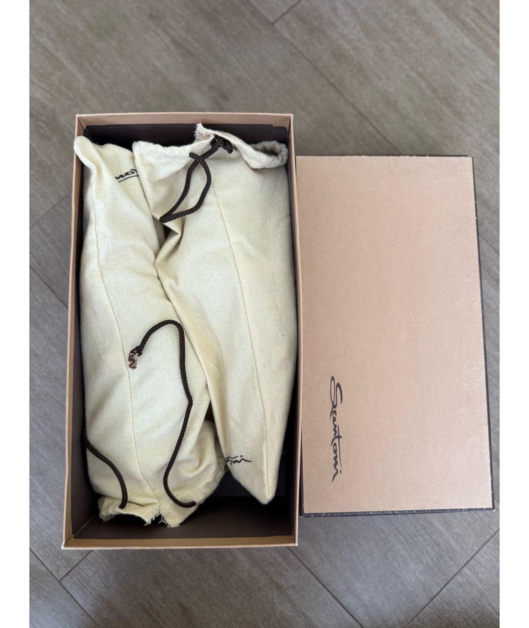 SANTONI Бордовые кожаные туфли, фото 6