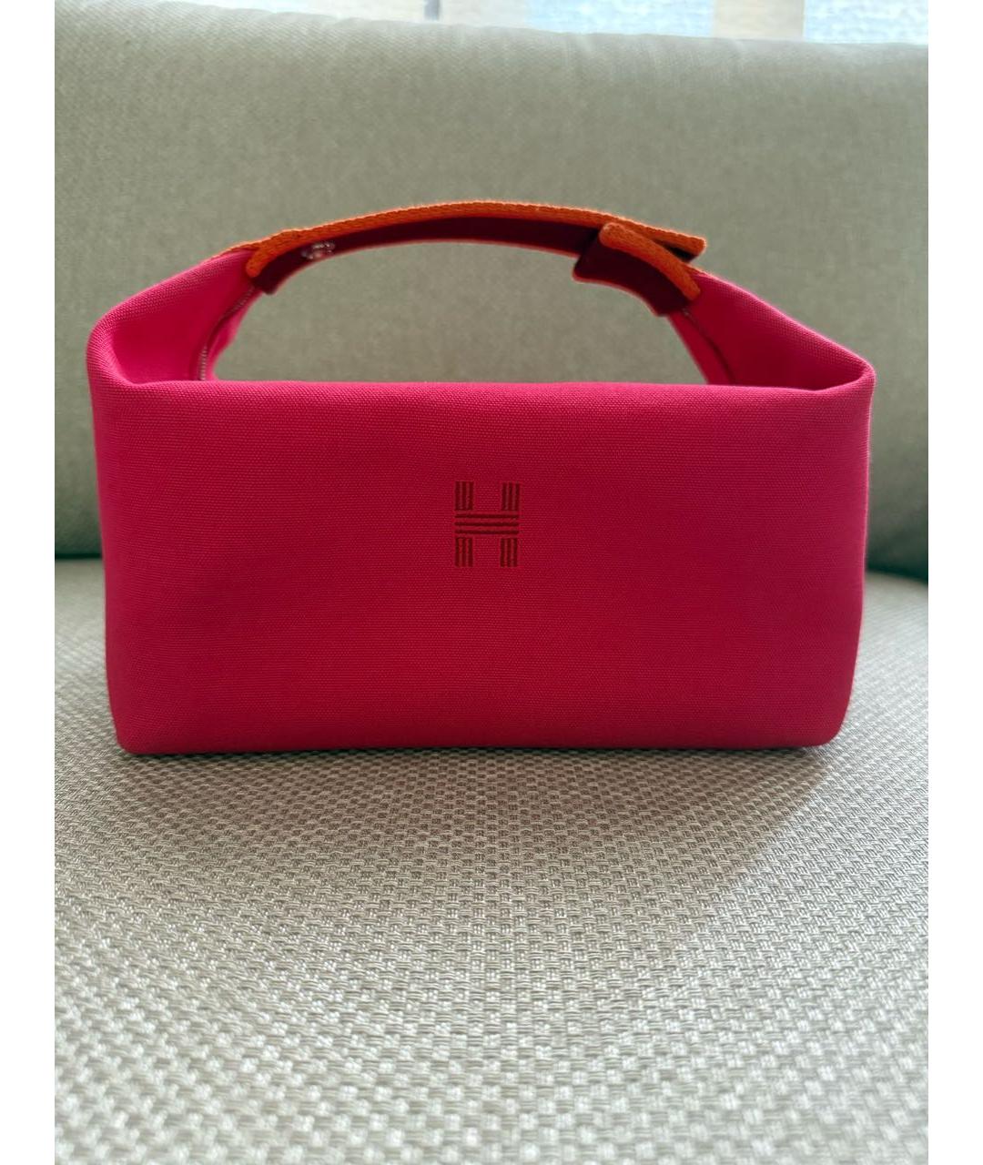 HERMES Фуксия хлопковая сумка с короткими ручками, фото 9