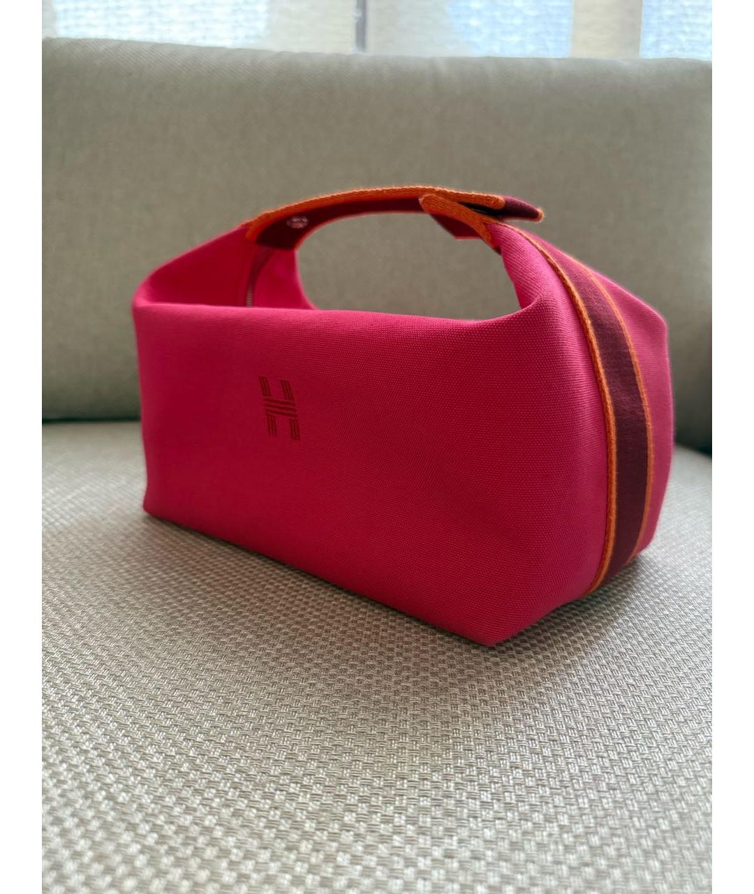 HERMES Фуксия хлопковая сумка с короткими ручками, фото 3