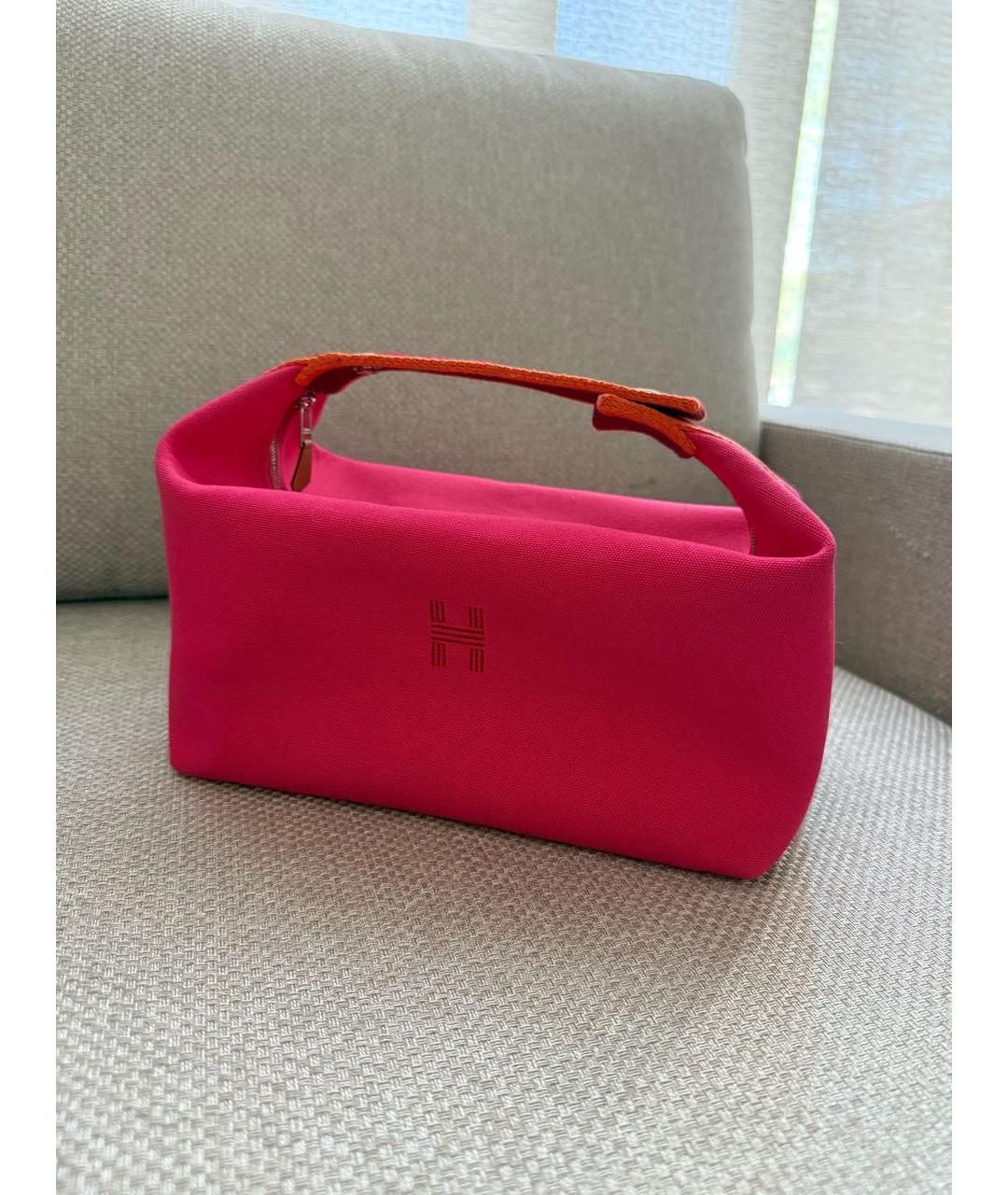 HERMES Фуксия хлопковая сумка с короткими ручками, фото 2