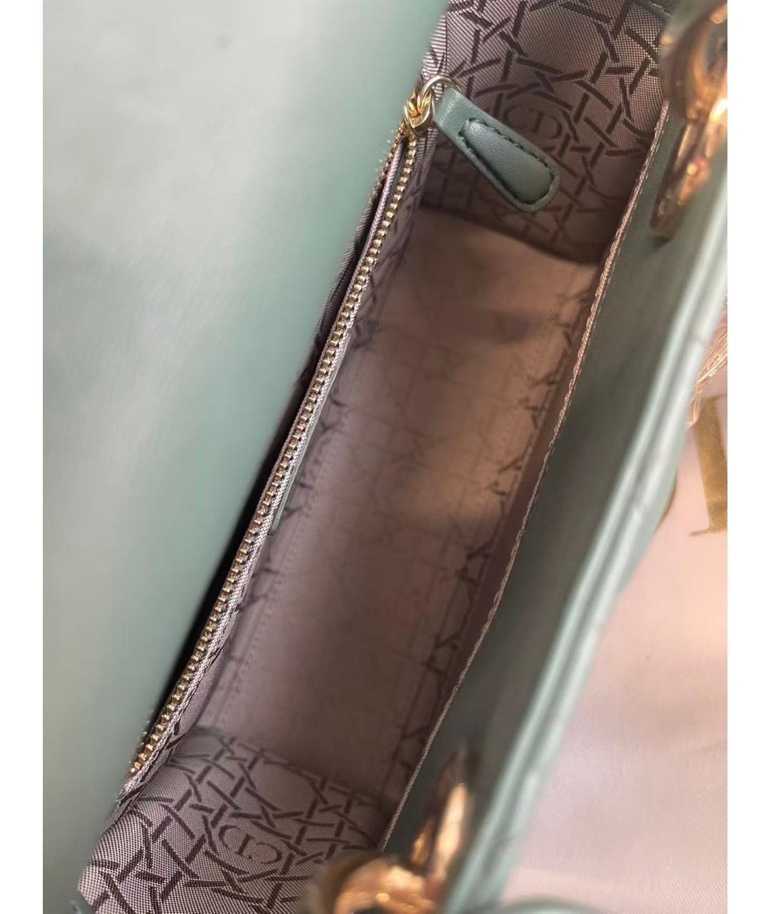 CHRISTIAN DIOR Зеленая кожаная сумка тоут, фото 5