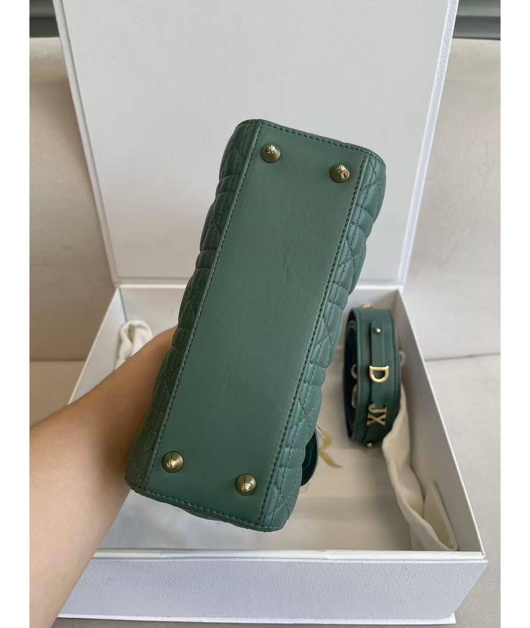 CHRISTIAN DIOR Зеленая кожаная сумка тоут, фото 4