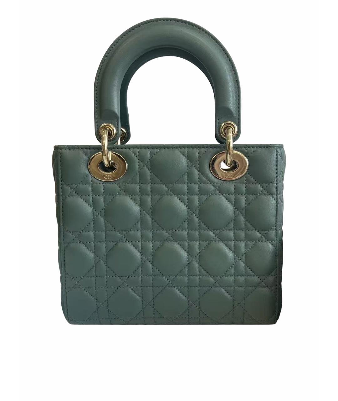 CHRISTIAN DIOR Зеленая кожаная сумка тоут, фото 1