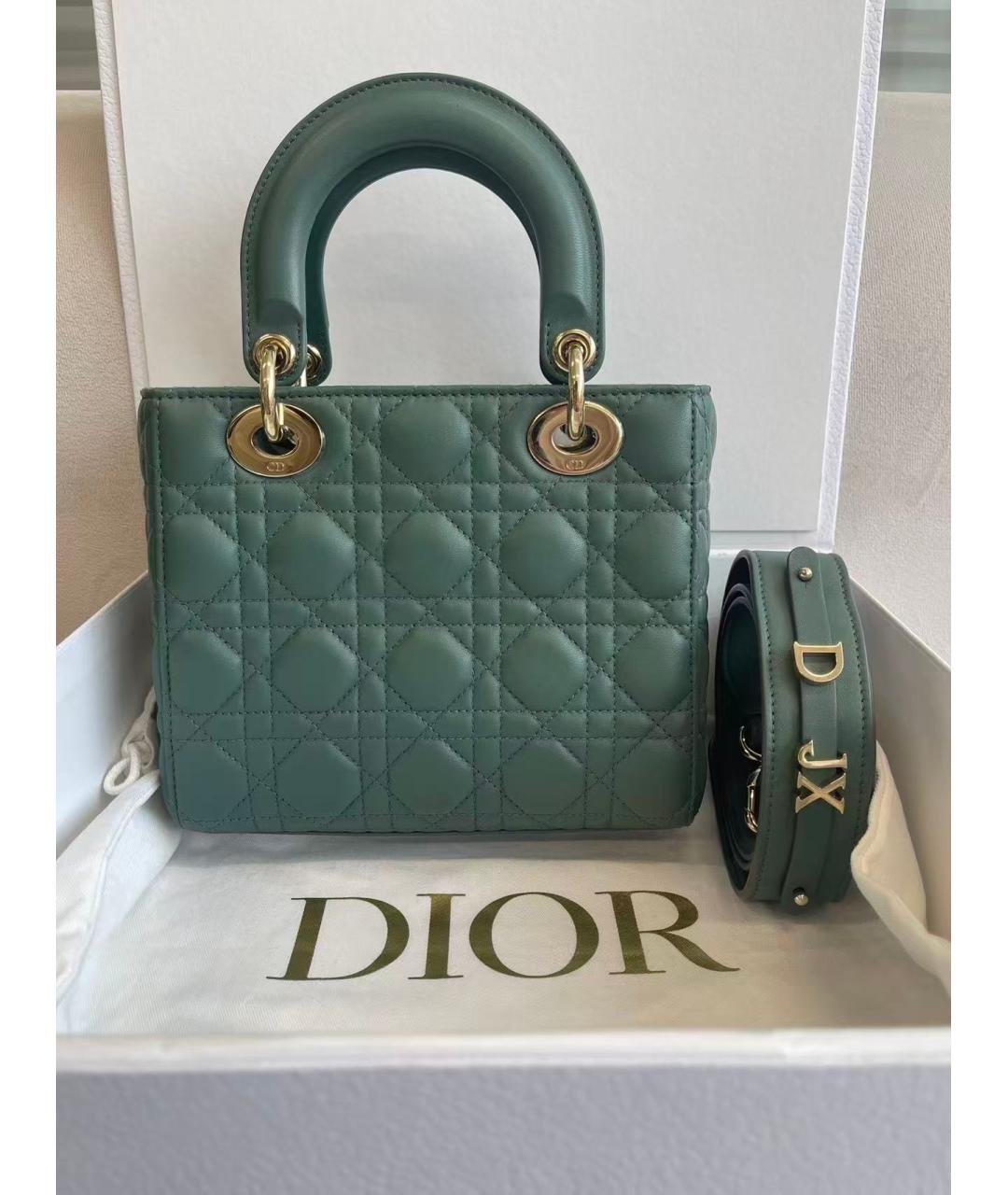 CHRISTIAN DIOR Зеленая кожаная сумка тоут, фото 6