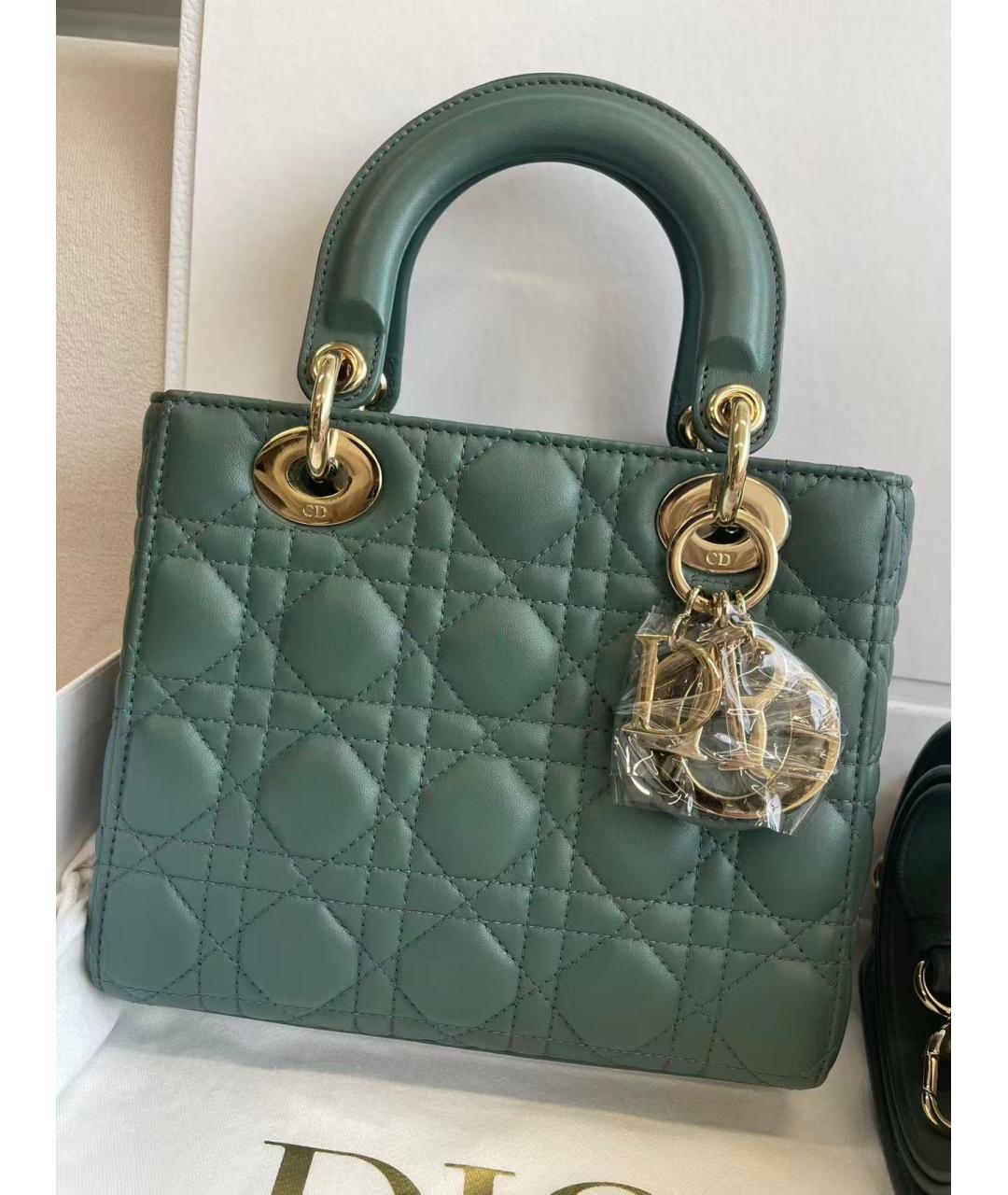 CHRISTIAN DIOR Зеленая кожаная сумка тоут, фото 2