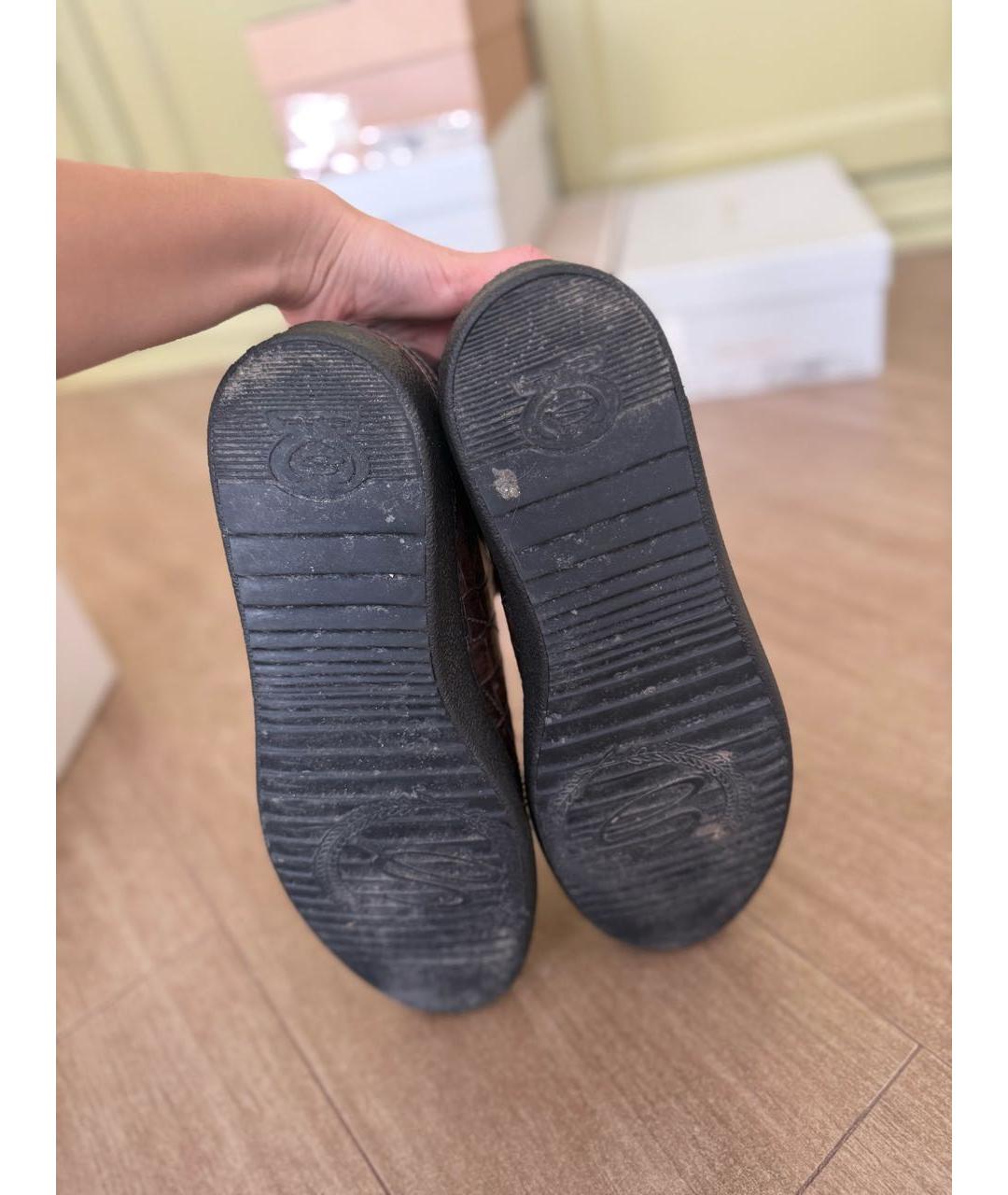 SANTONI Коричневые кожаные низкие ботинки, фото 5