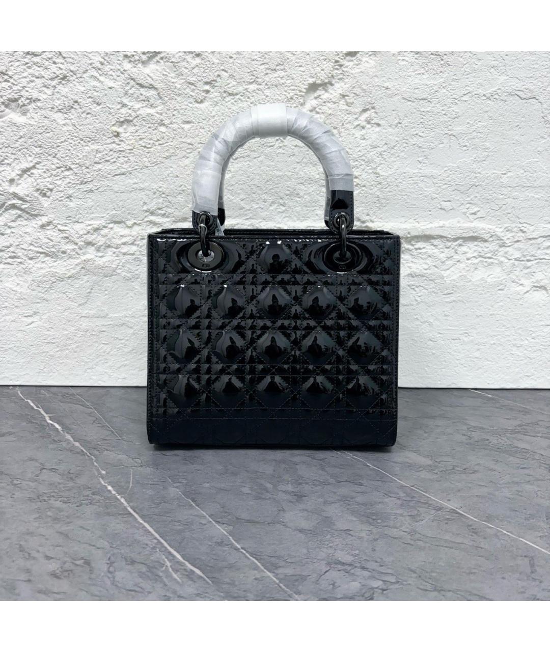 CHRISTIAN DIOR Черная сумка тоут из лакированной кожи, фото 4
