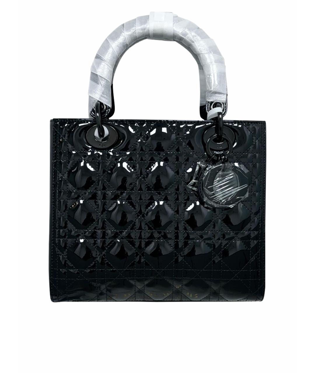 CHRISTIAN DIOR Черная сумка тоут из лакированной кожи, фото 1