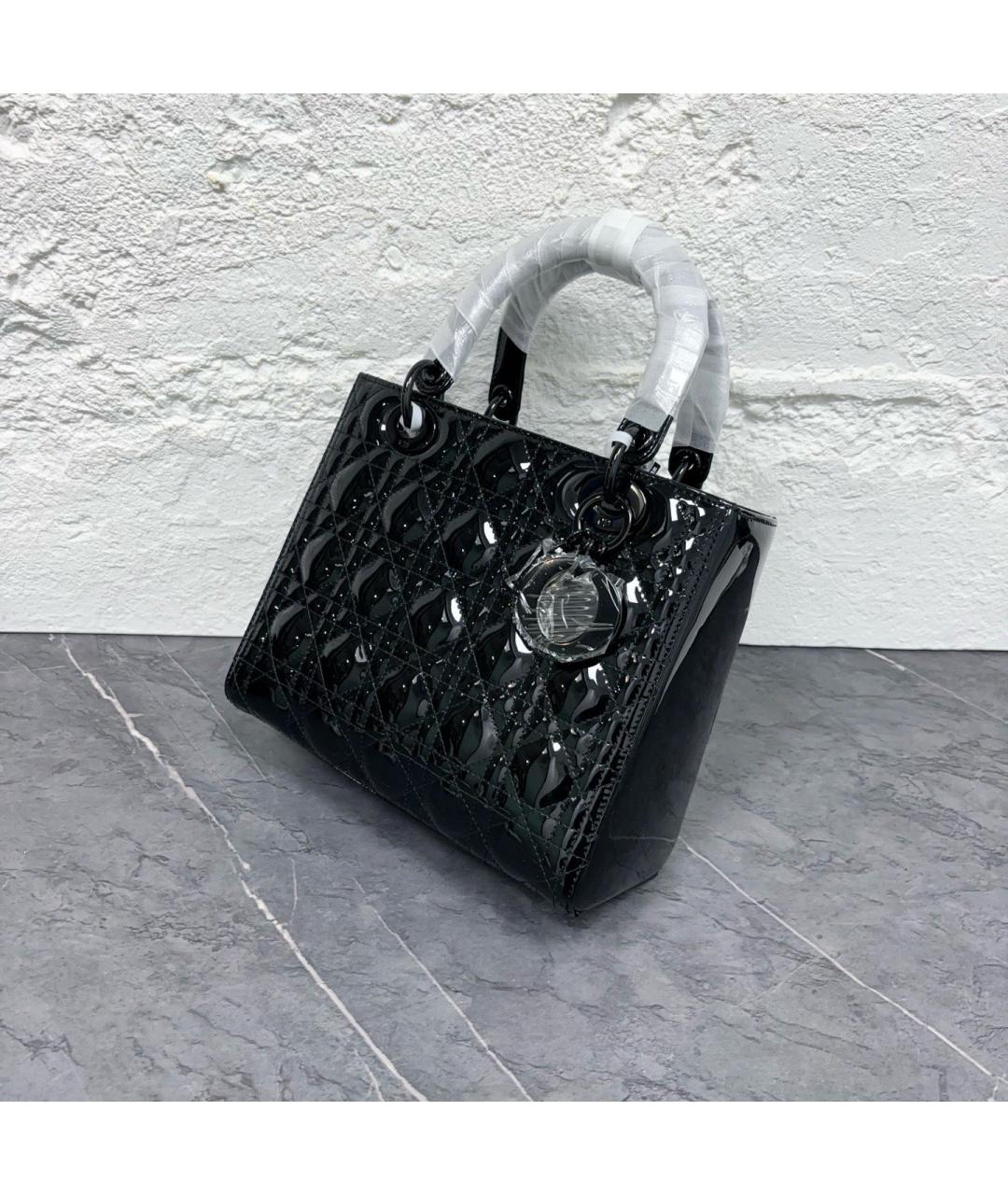 CHRISTIAN DIOR Черная сумка тоут из лакированной кожи, фото 3