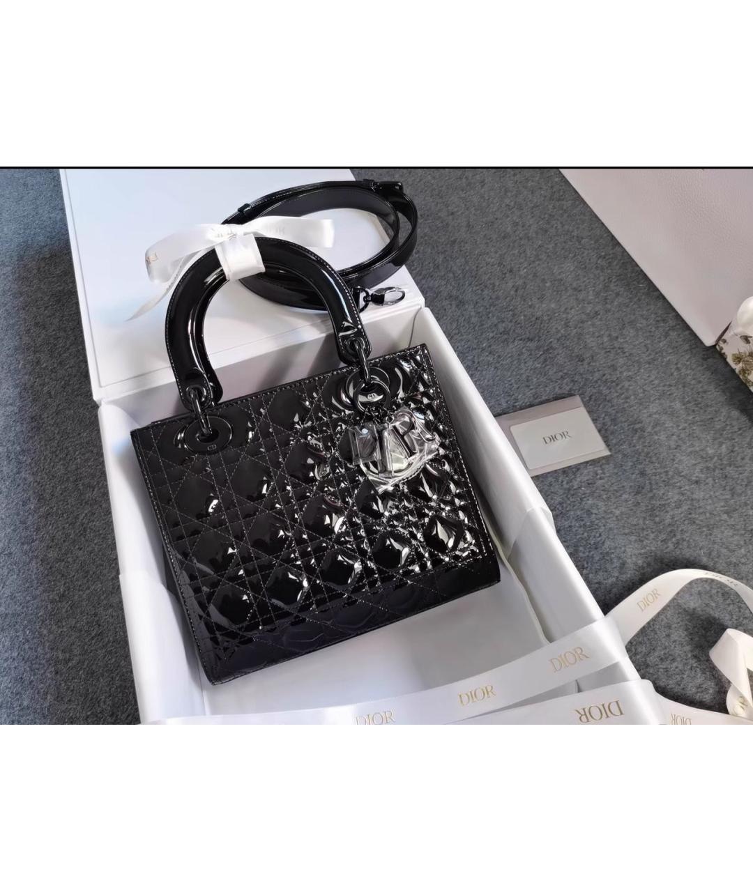 CHRISTIAN DIOR Черная сумка тоут из лакированной кожи, фото 7