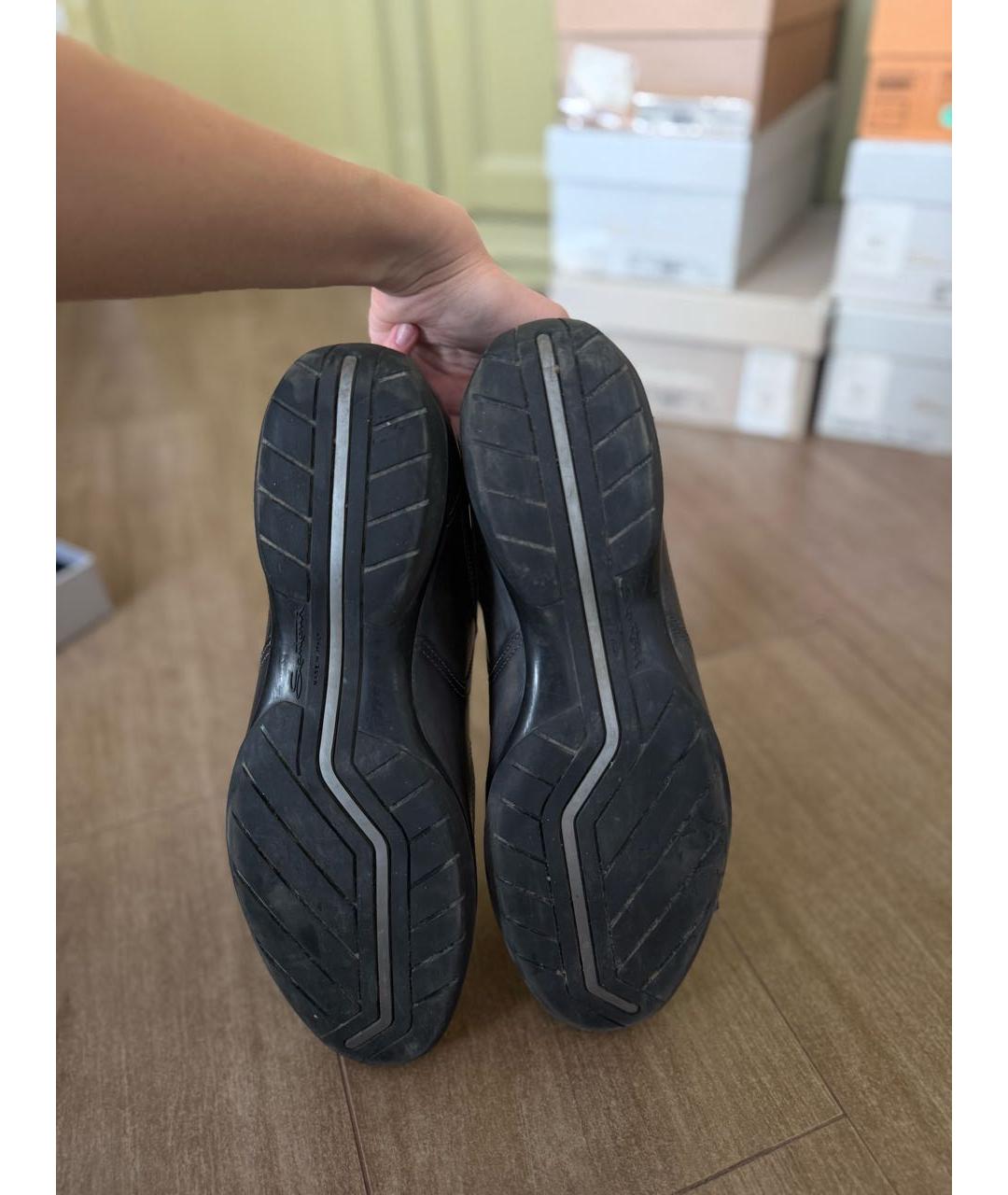 SANTONI Антрацитовые кожаные низкие кроссовки / кеды, фото 6