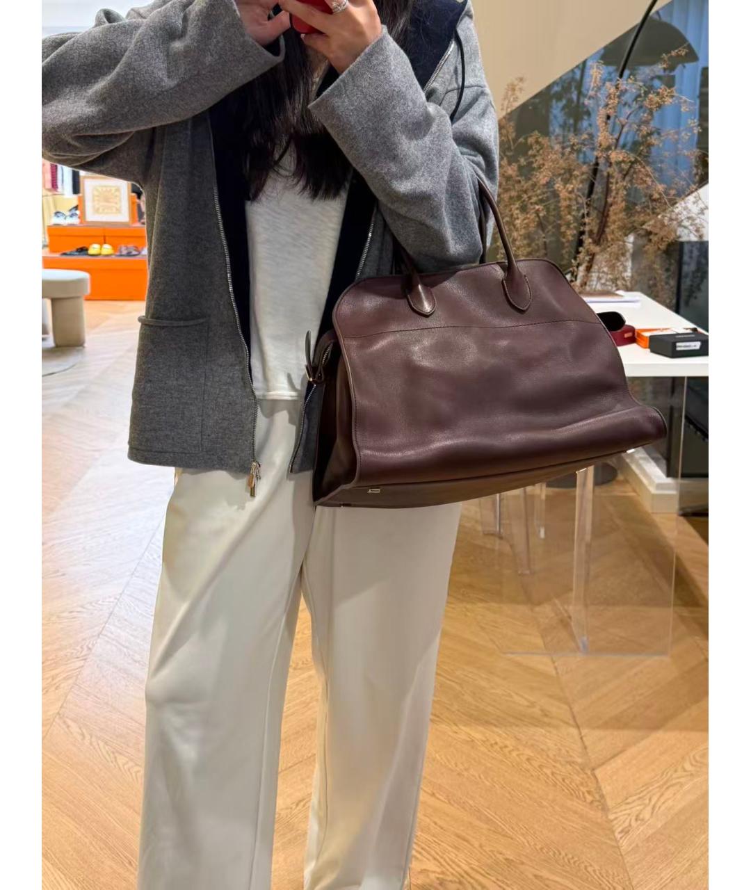 THE ROW Коричневая кожаная сумка тоут, фото 7