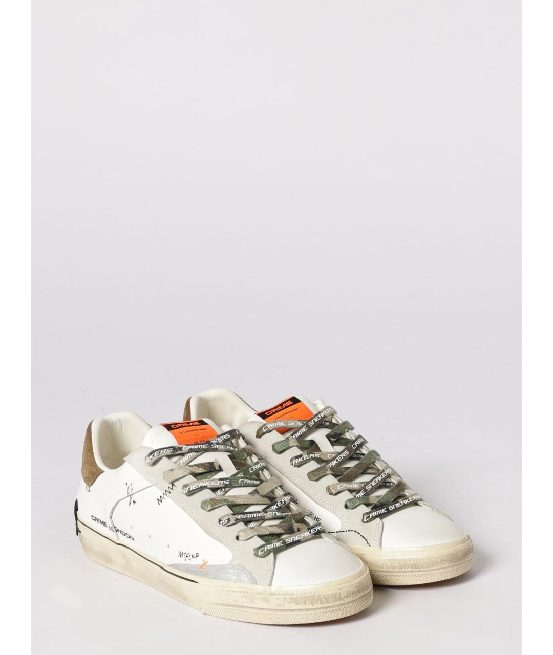 CRIME LONDON Белые кожаные низкие кроссовки / кеды, фото 2