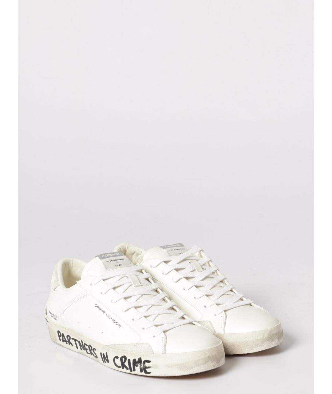 CRIME LONDON Белые кожаные низкие кроссовки / кеды, фото 2