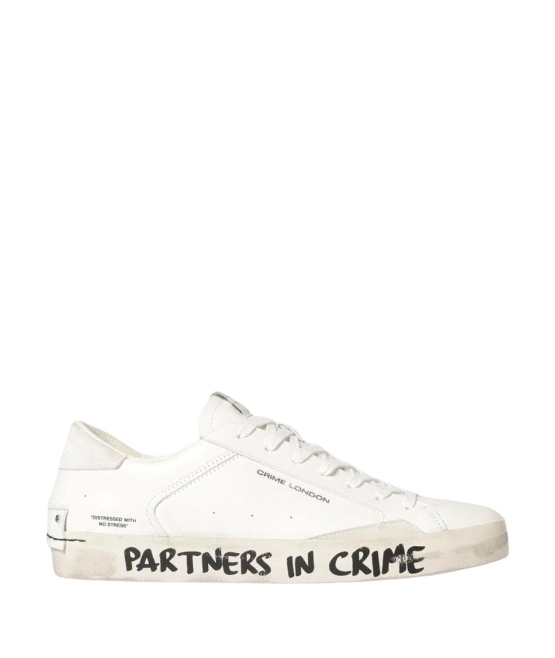CRIME LONDON Белые кожаные низкие кроссовки / кеды, фото 1