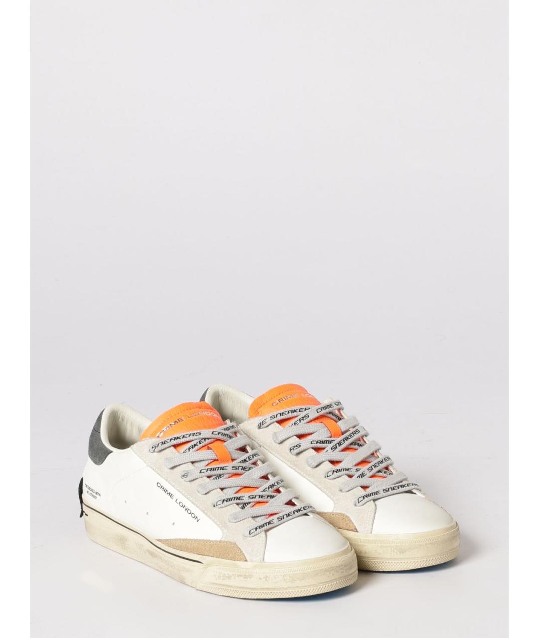 CRIME LONDON Белые кожаные низкие кроссовки / кеды, фото 2