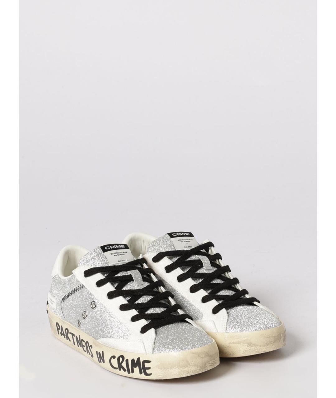 CRIME LONDON Серебряные текстильные кеды, фото 2