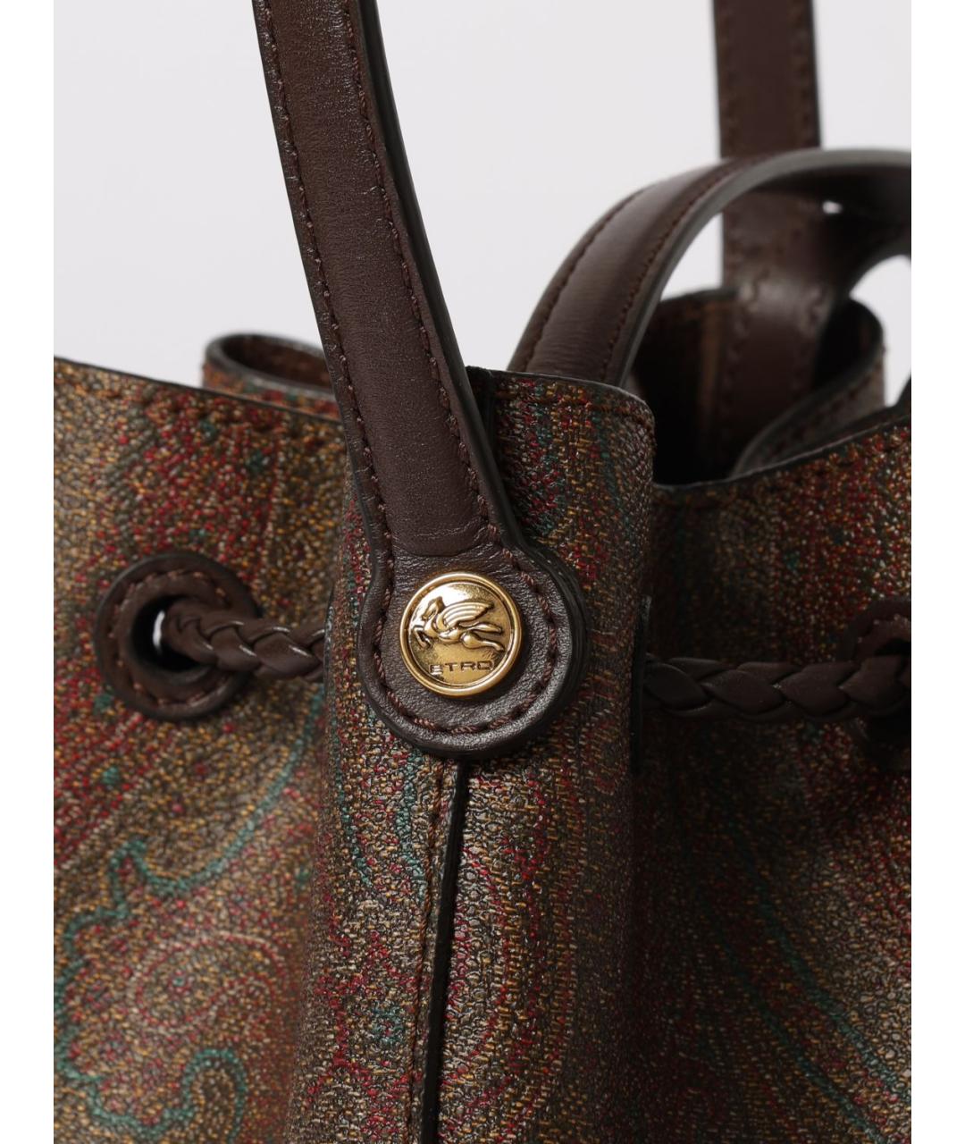 ETRO Коричневая хлопковая сумка с короткими ручками, фото 4