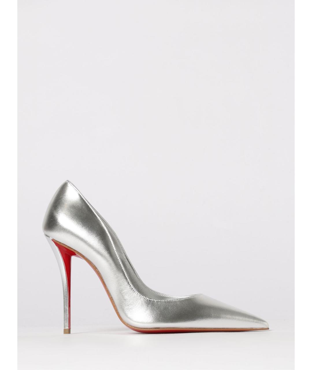 CHRISTIAN LOUBOUTIN Серебряные кожаные туфли, фото 4