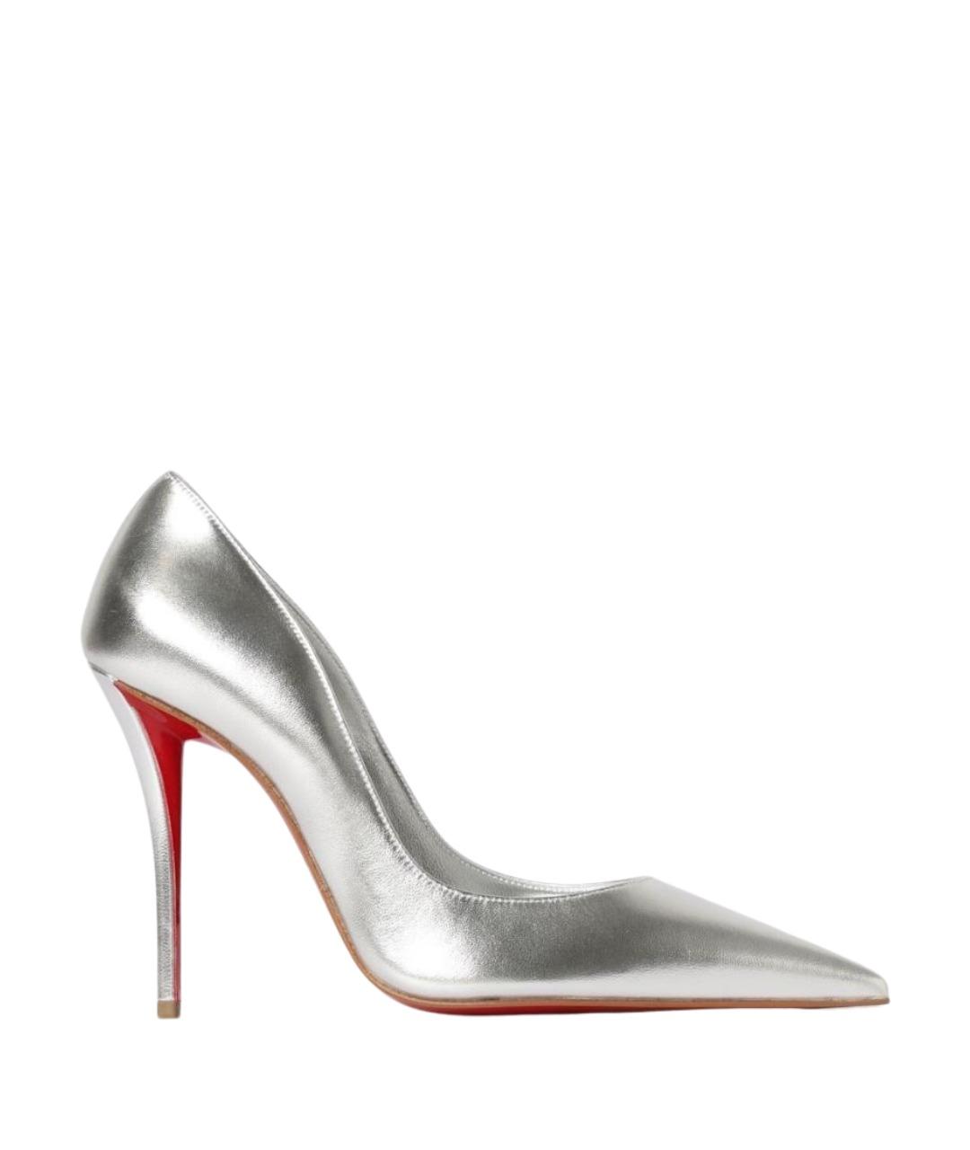 CHRISTIAN LOUBOUTIN Серебряные кожаные туфли, фото 1