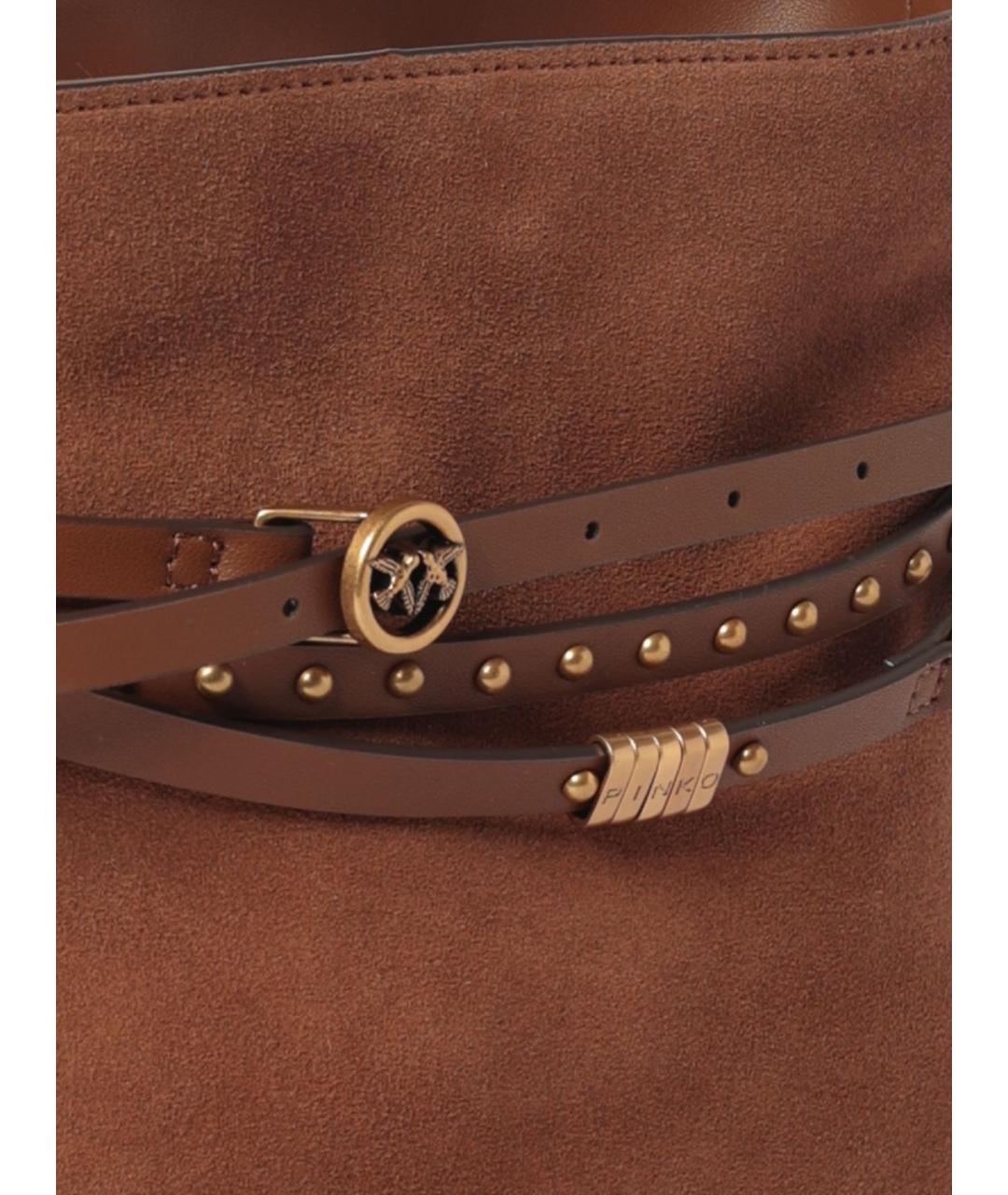 PINKO Коричневая замшевая сумка через плечо, фото 3