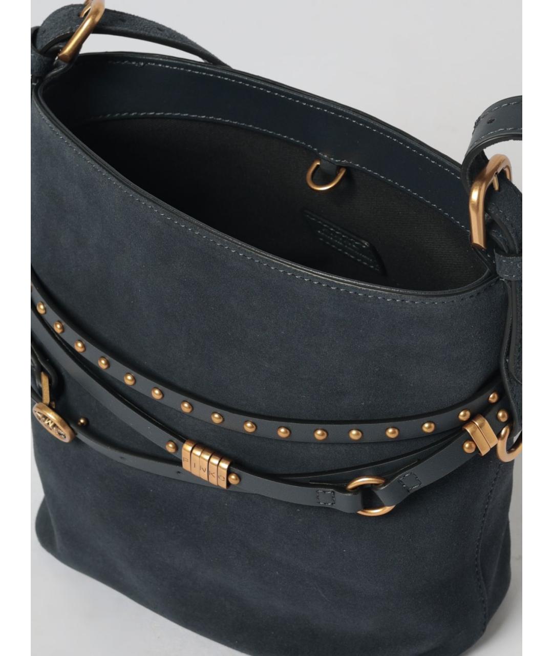 PINKO Антрацитовая замшевая сумка через плечо, фото 3