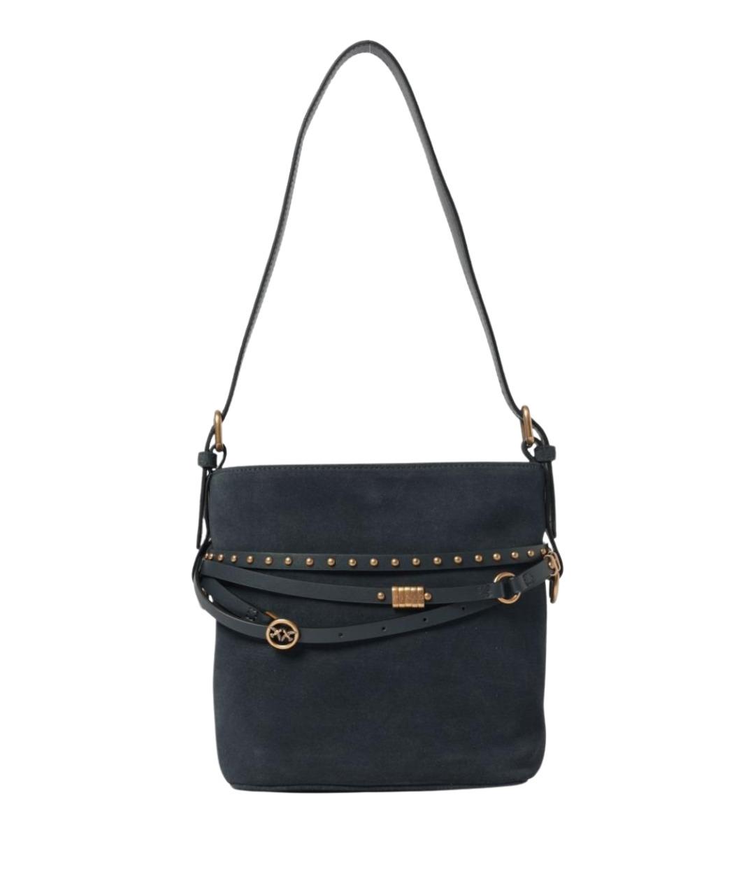 PINKO Антрацитовая замшевая сумка через плечо, фото 1