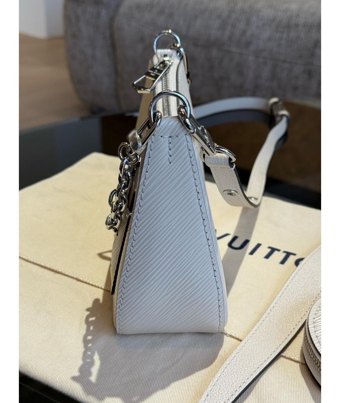 LOUIS VUITTON Белая кожаная сумка через плечо, фото 3