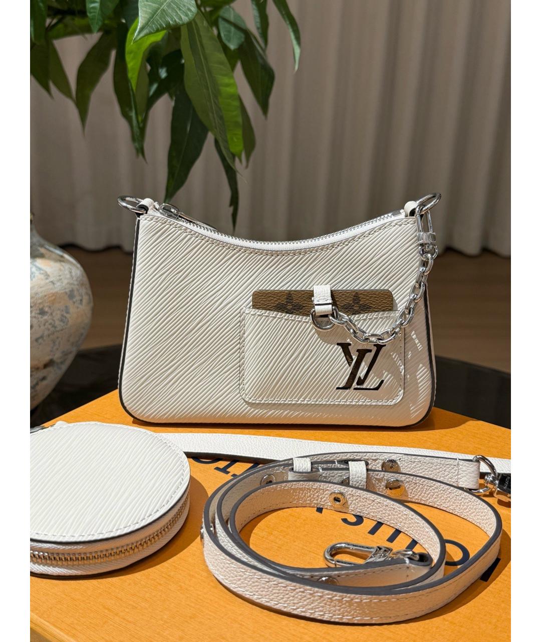 LOUIS VUITTON Белая кожаная сумка через плечо, фото 7