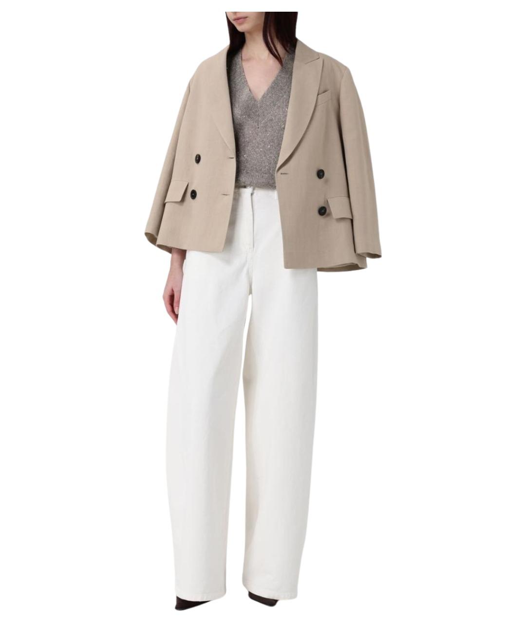 BRUNELLO CUCINELLI Белые прямые джинсы, фото 2