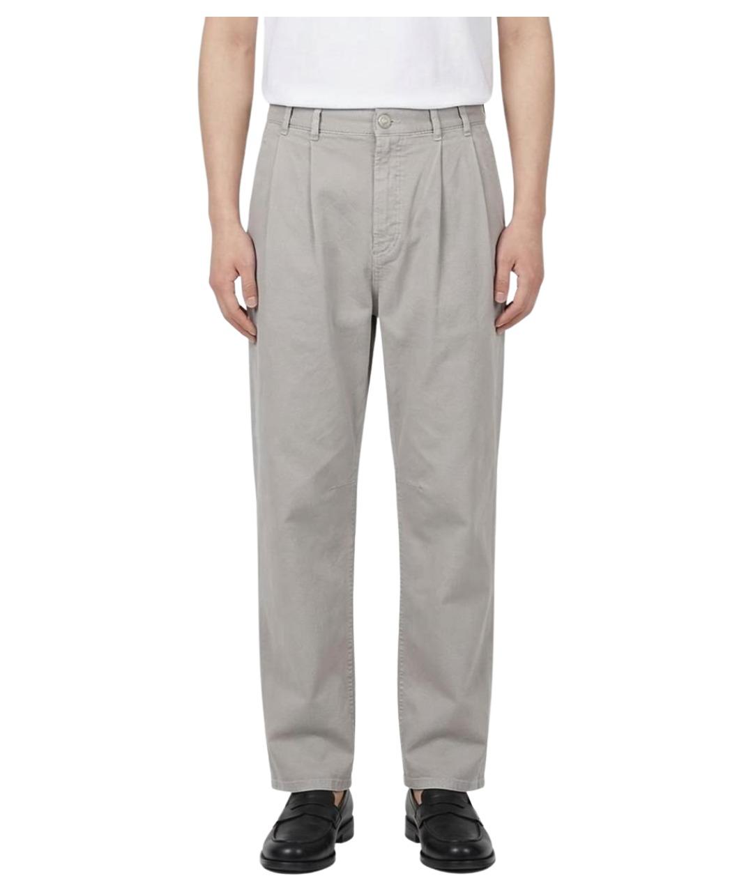 BRUNELLO CUCINELLI Серые хлопковые повседневные брюки, фото 1