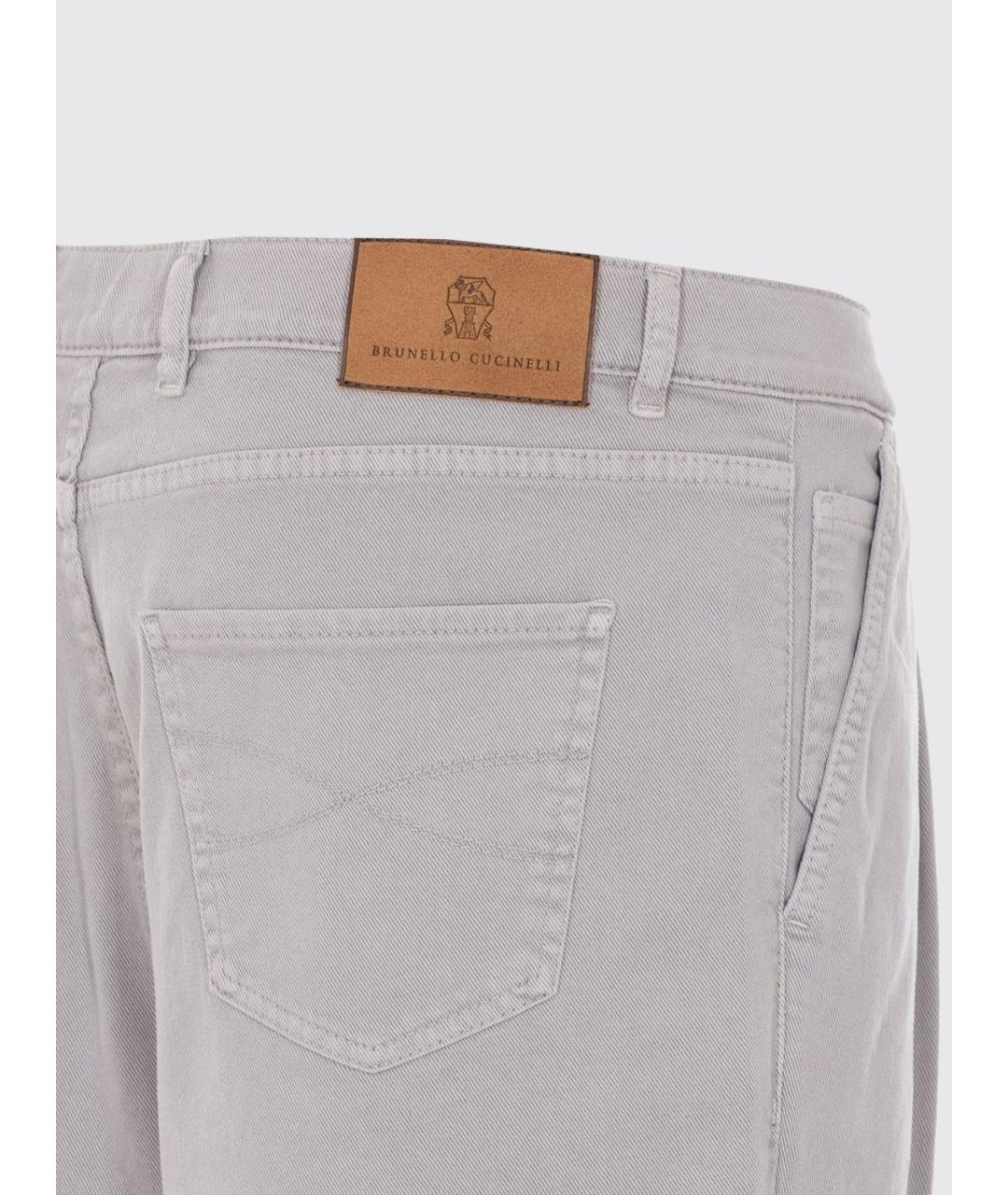 BRUNELLO CUCINELLI Серые хлопковые повседневные брюки, фото 4