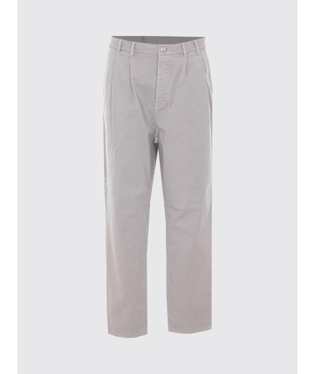 BRUNELLO CUCINELLI Серые хлопковые повседневные брюки, фото 2