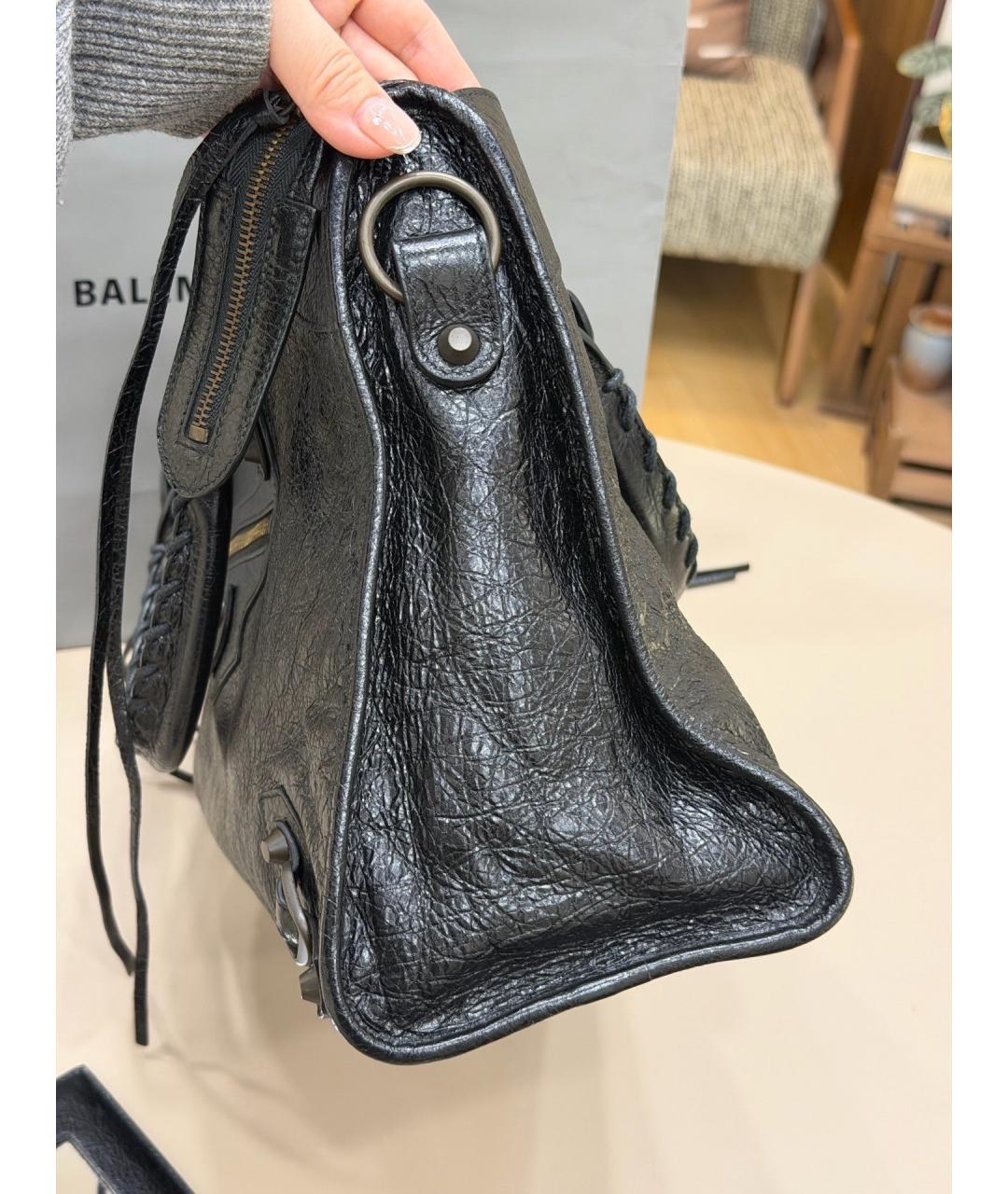 BALENCIAGA Черная кожаная сумка с короткими ручками, фото 3