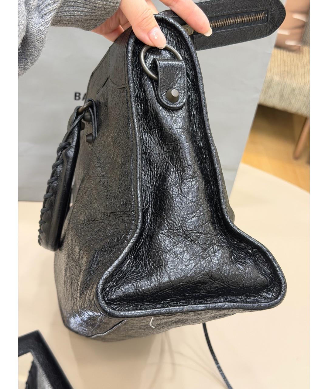 BALENCIAGA Черная кожаная сумка с короткими ручками, фото 4