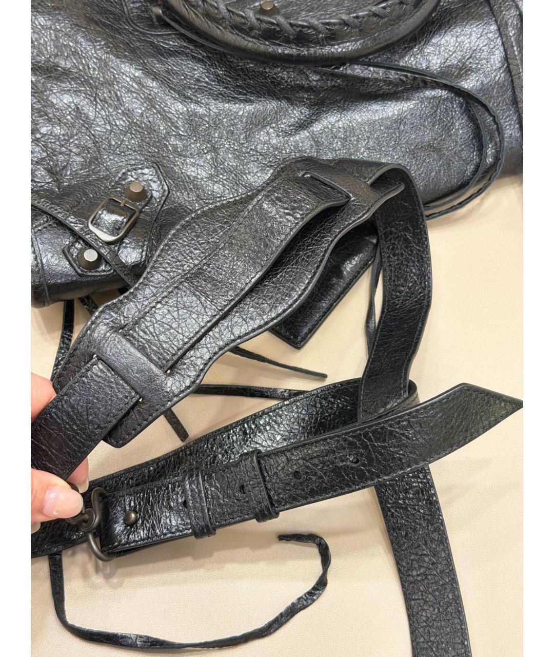 BALENCIAGA Черная кожаная сумка с короткими ручками, фото 9