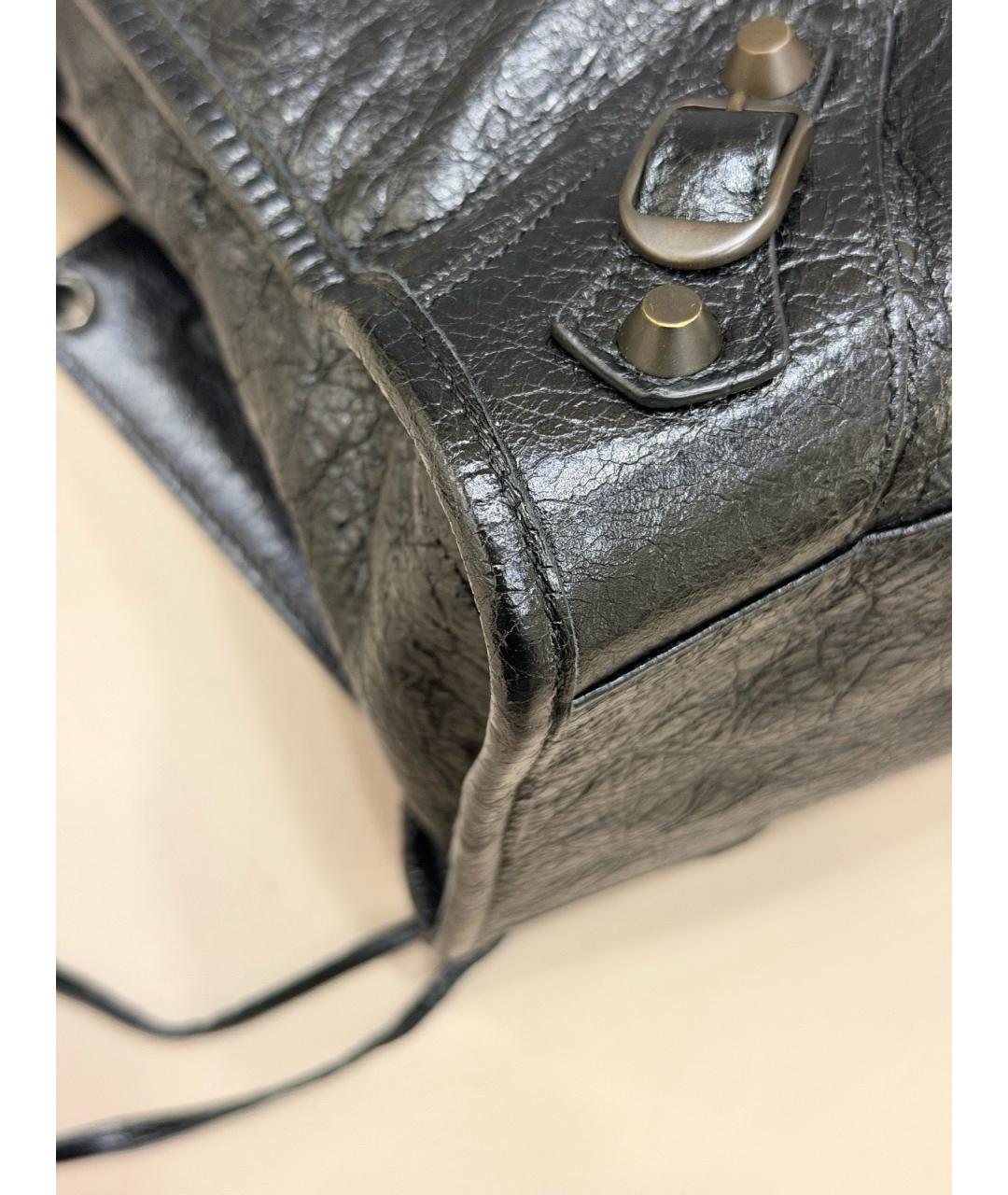 BALENCIAGA Черная кожаная сумка с короткими ручками, фото 6